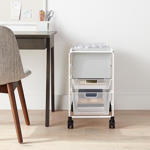 Elfa White Mesh File Carts