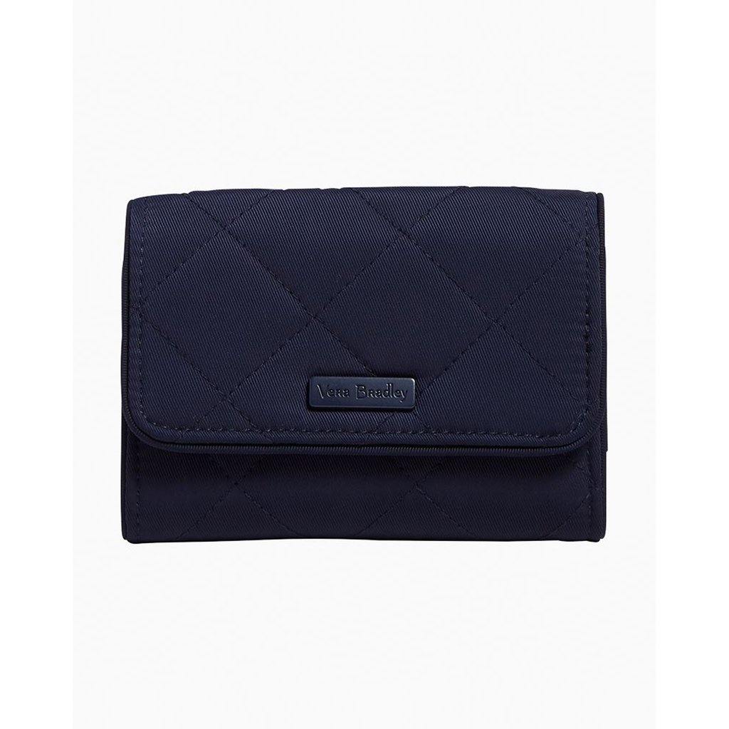 Vera Bradley  RFID Riley Compact Wallet in Performance Twill Classic Navy