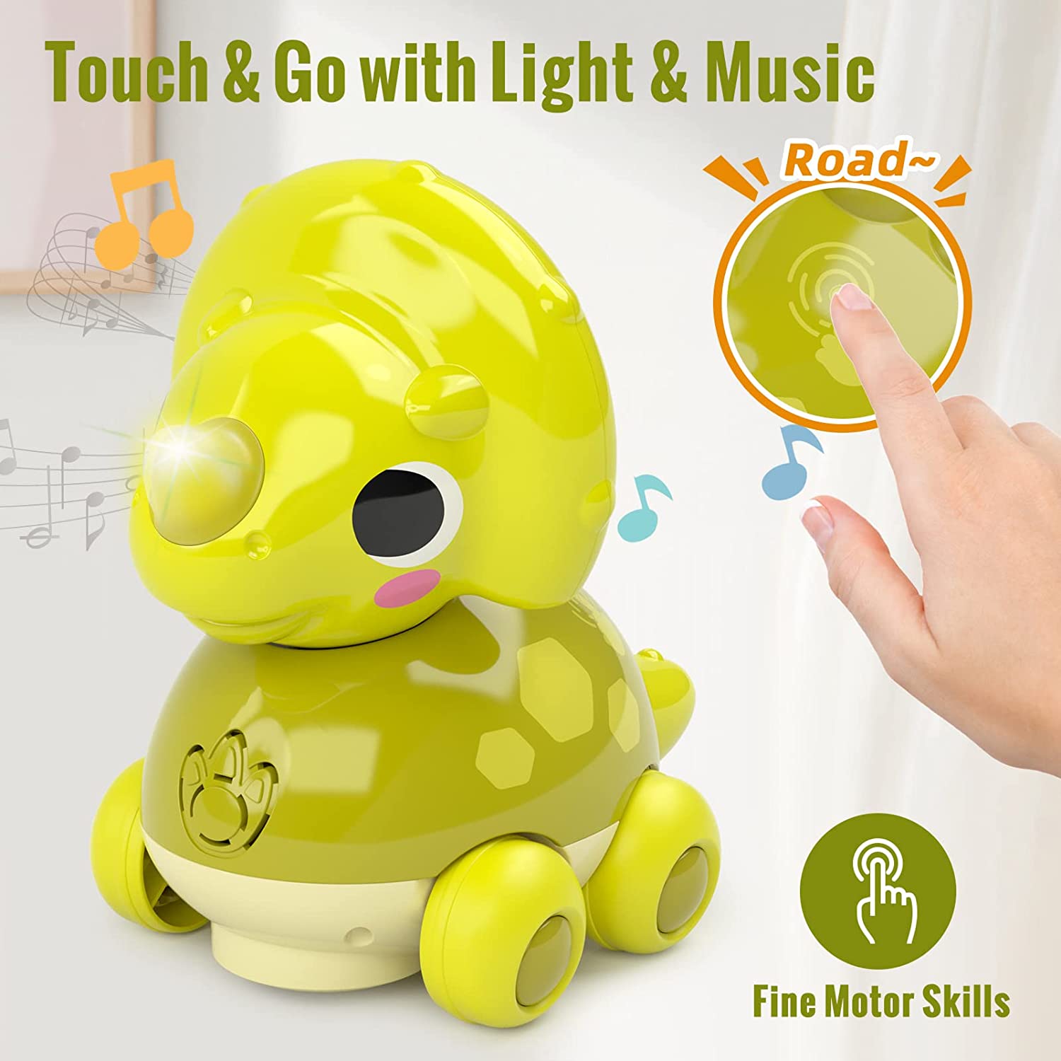 Baby Toys 6 to 12-18 Months Touch and Go Music Light Dinosaur Baby Crawling Toys - 6 Month Old Baby Toys for 1 Year Old Boy Girl Gifts - Infant Baby Toddler Boy Toys Age 1-2