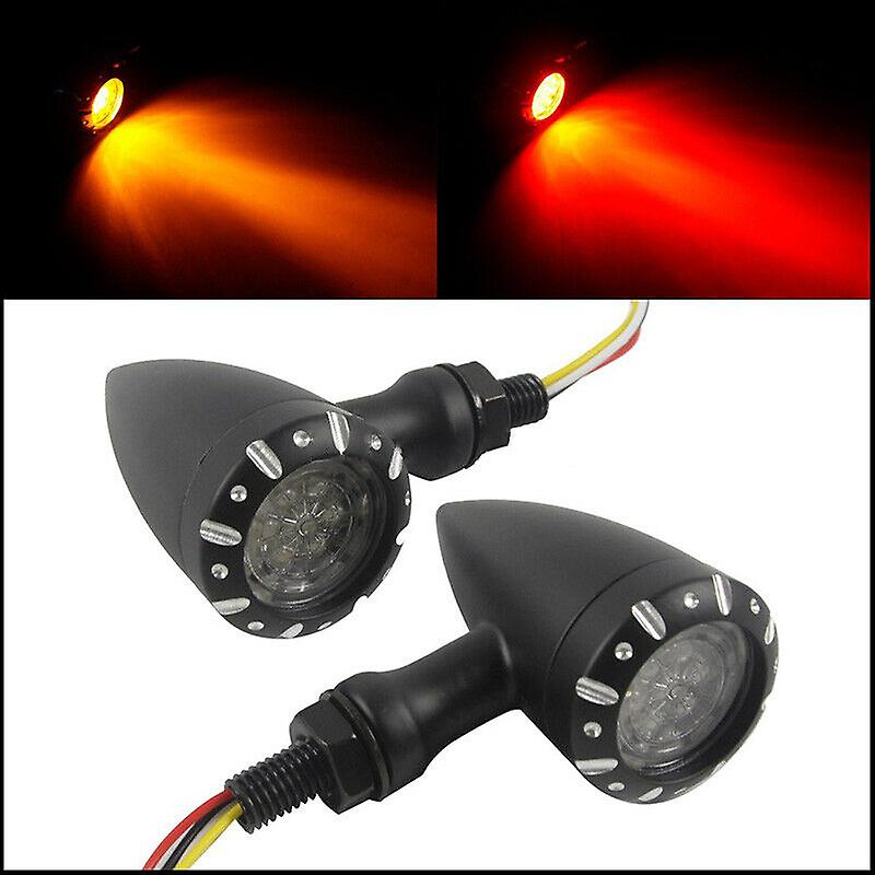 Black Motorcycle Bullet Led Turn Signal Light Brake Running Lamp For Harley Dyna