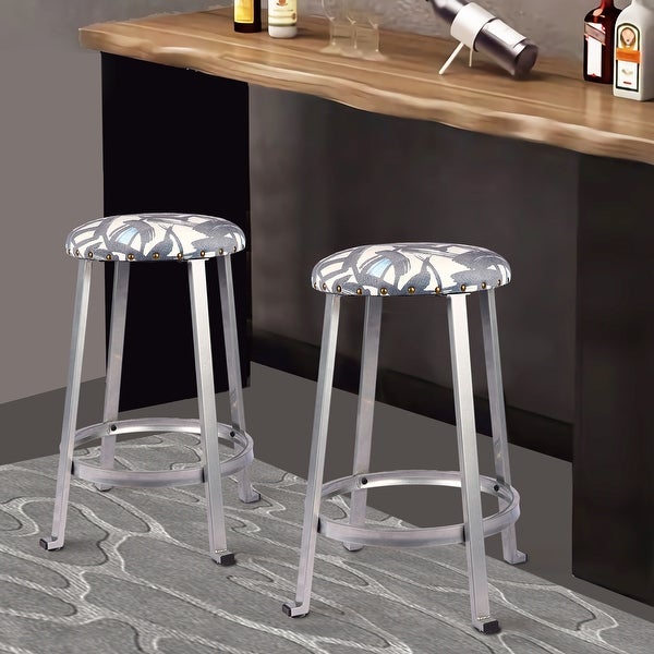 24inch Round Backless Metal Bar Stool -2 Pack - N/A