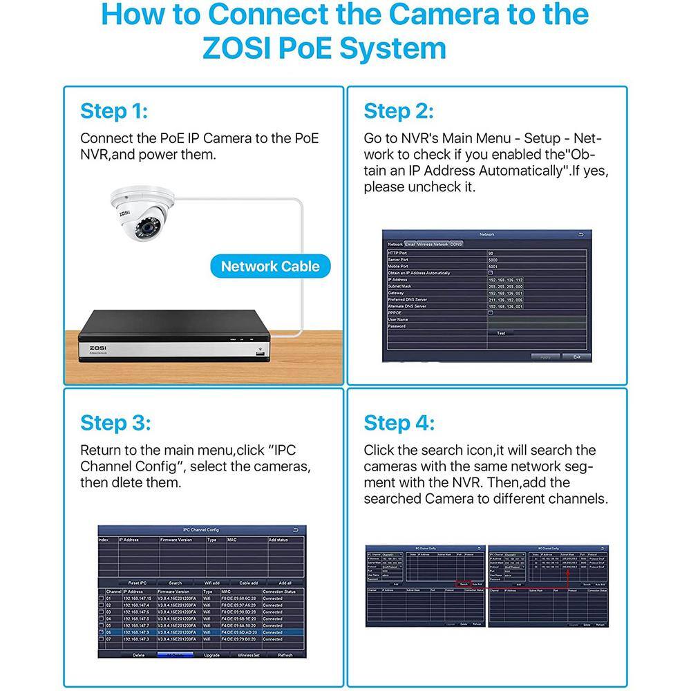 ZOSI ZM4285D 5MP PoE Wired IP Security Camera Only Compatible with PoE NVR Model ZR16DK ZR08EN ZR08DN ZR08PN IPC-4285D-W