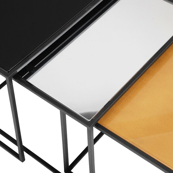 Homy Casa Set of three small modern nesting tables in different colours