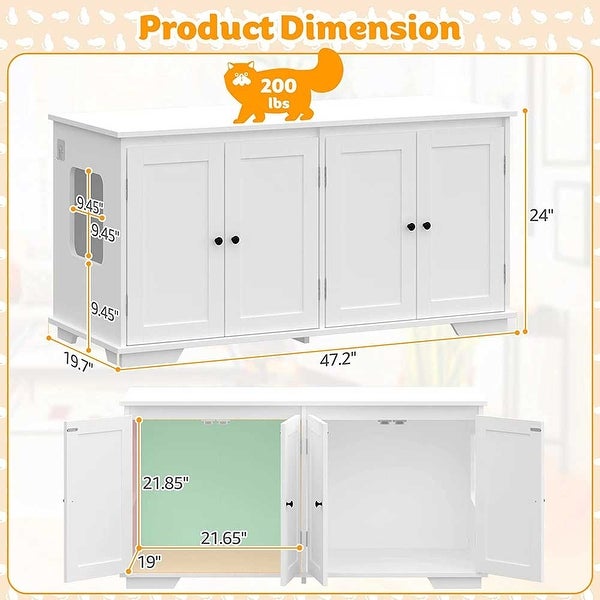 Cat Litter Box Enclosure for 2 Cats， Modern Indoor Cat Washroom Bench