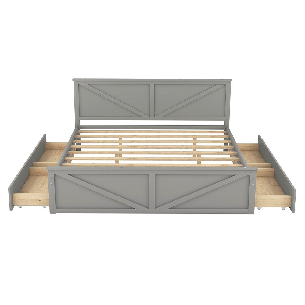 King Size Wooden Platform Bed