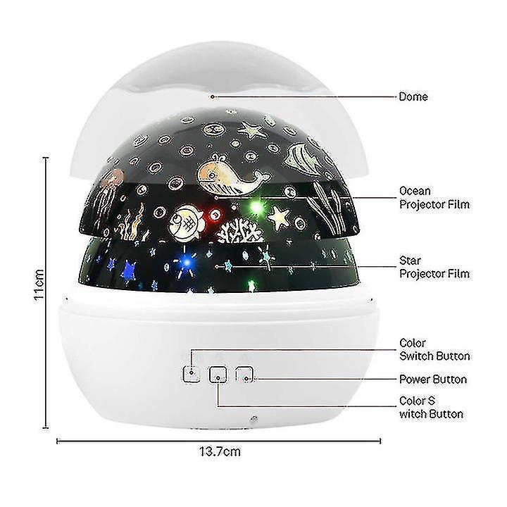 Led Starry Sky Projector， Baby Night Light， 2 In 1 Ocean World Projection Lamp With Usb Cable， 8 Col