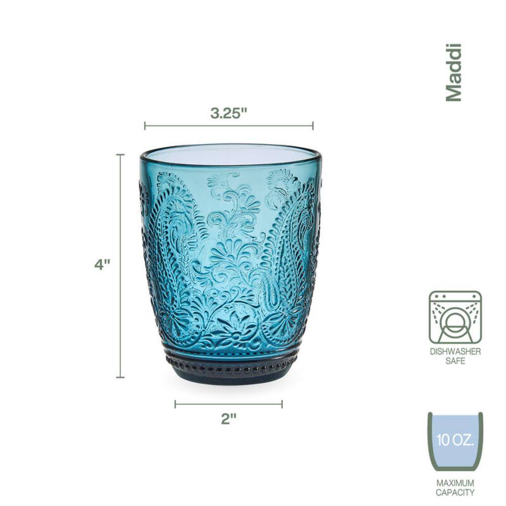 FITZ and FLOYD Maddi 10 oz. Double Old Fashion Blue Glass Set (Set of 4) 5294009