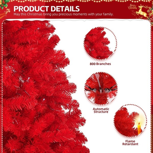 6 Ft/7 Ft Unlit Red Artificial Christmas Tree