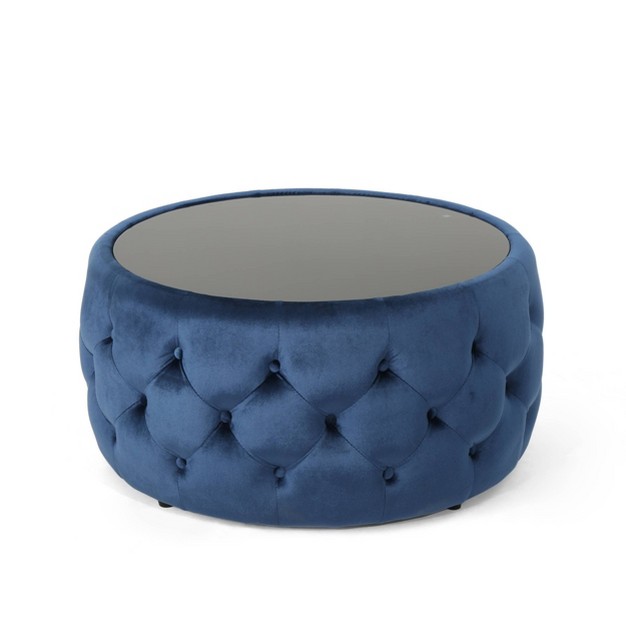 Chana Glam Coffee Table Ottoman Blue Christopher Knight Home