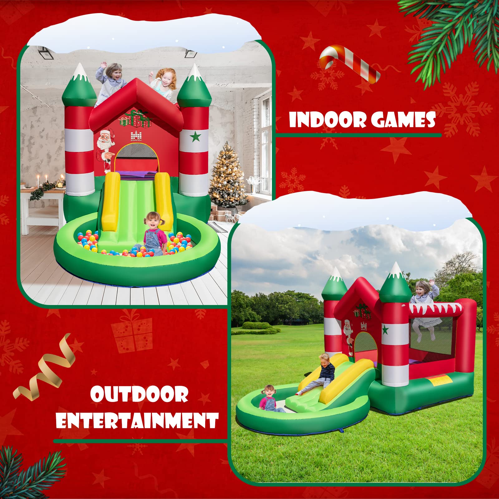 Costzon Inflatable Bounce House, Christmas Bouncy House(550W blower)