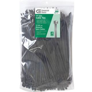 Commercial Electric 11 in. UV Resist Cable Tie Black (500-Pack) XLS-11-75-0D