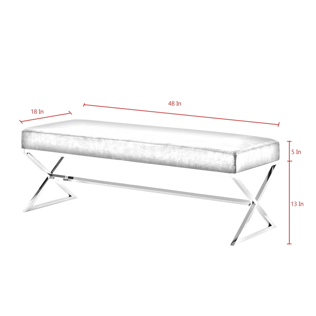 Liam Faux Fur Bench-Stainless Steel Legs-Living-room, Entryway, Bedroom-Inspired Home