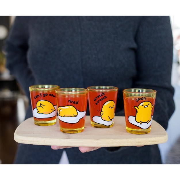 Silver Buffalo Gudetama Sleepy 1 5 ounce Mini Glass Cups Set Of 4