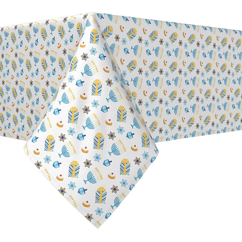 Square Tablecloth， 100% Polyester， 60x60， Cute Menorahs and Stars