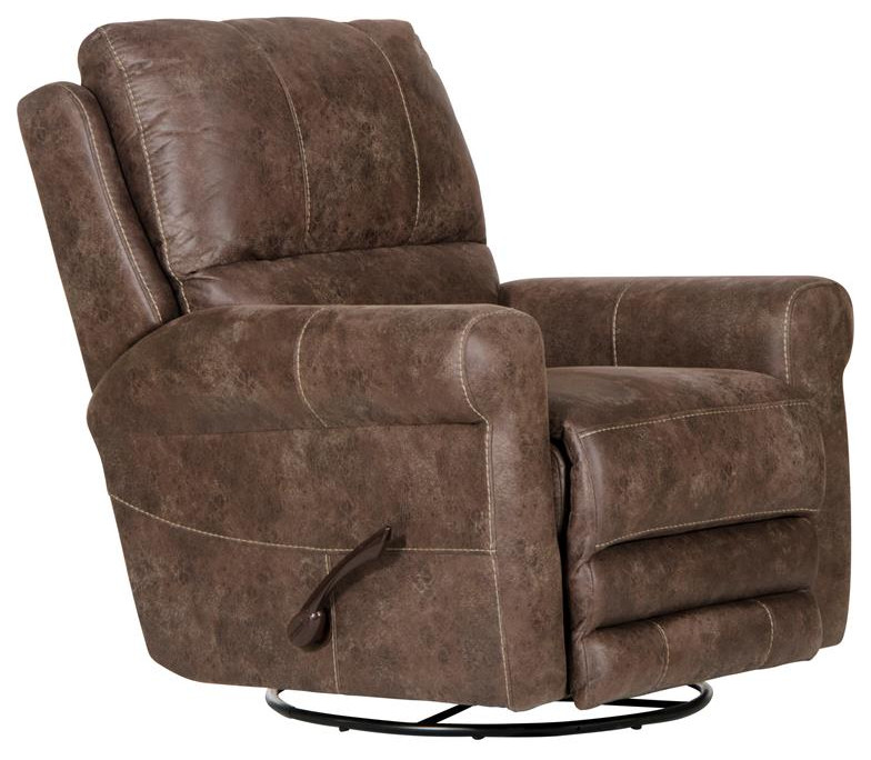 Graves Swivel Glider Recliner in Brown Polyester Fabric   Transitional   Recliner Chairs   by Homesquare  Houzz