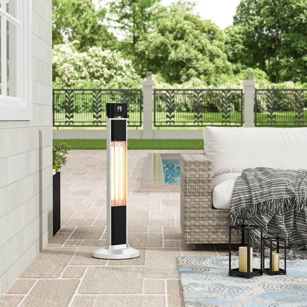 Kingdely 1500-Watt Electric Patio Heater Freestanding Indoor/Outdoor Infrared Carbon Space Heater with LED Display and Remote KF020209-01