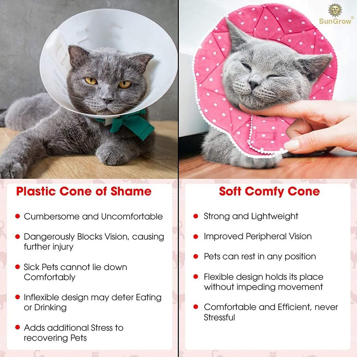 SunGrow Post-Surgery Soft Cone Dog and Cat Recovery Collar