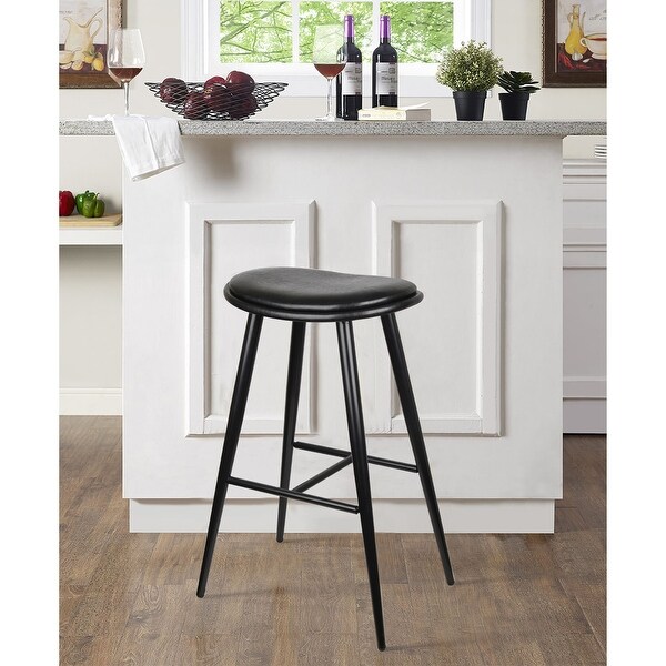 30in Backless Barstool with Faux Leather，Saddle seat-2 Pack