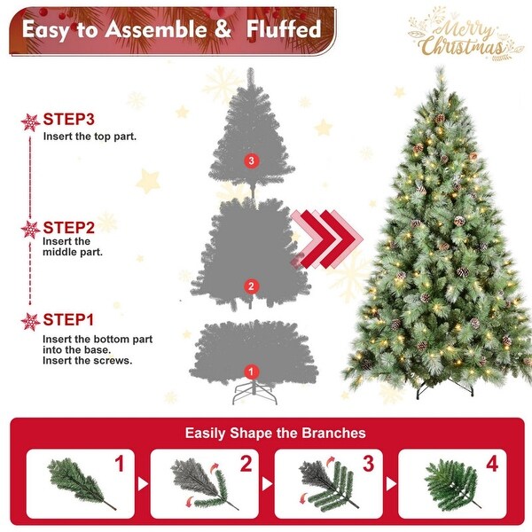 4/5/6/7/7.5/8/9 FT PVC/Pine Needle SnowSpray Christmas Tree with Light