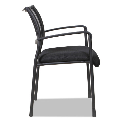 Alera Eikon Series Stacking Mesh Guest Chair， Supports Up to 275 lb， Black， 2/Carton (EK43ME10B)