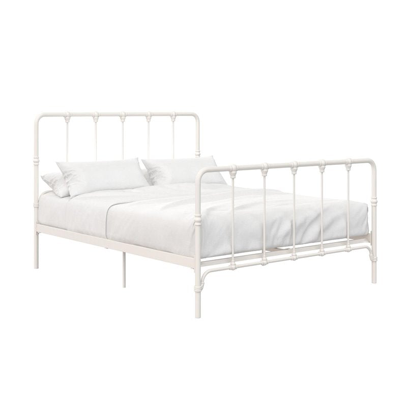 LikeHome Lida Farmhouse Metal Bed with Under Bed Storage in Full Frame, White