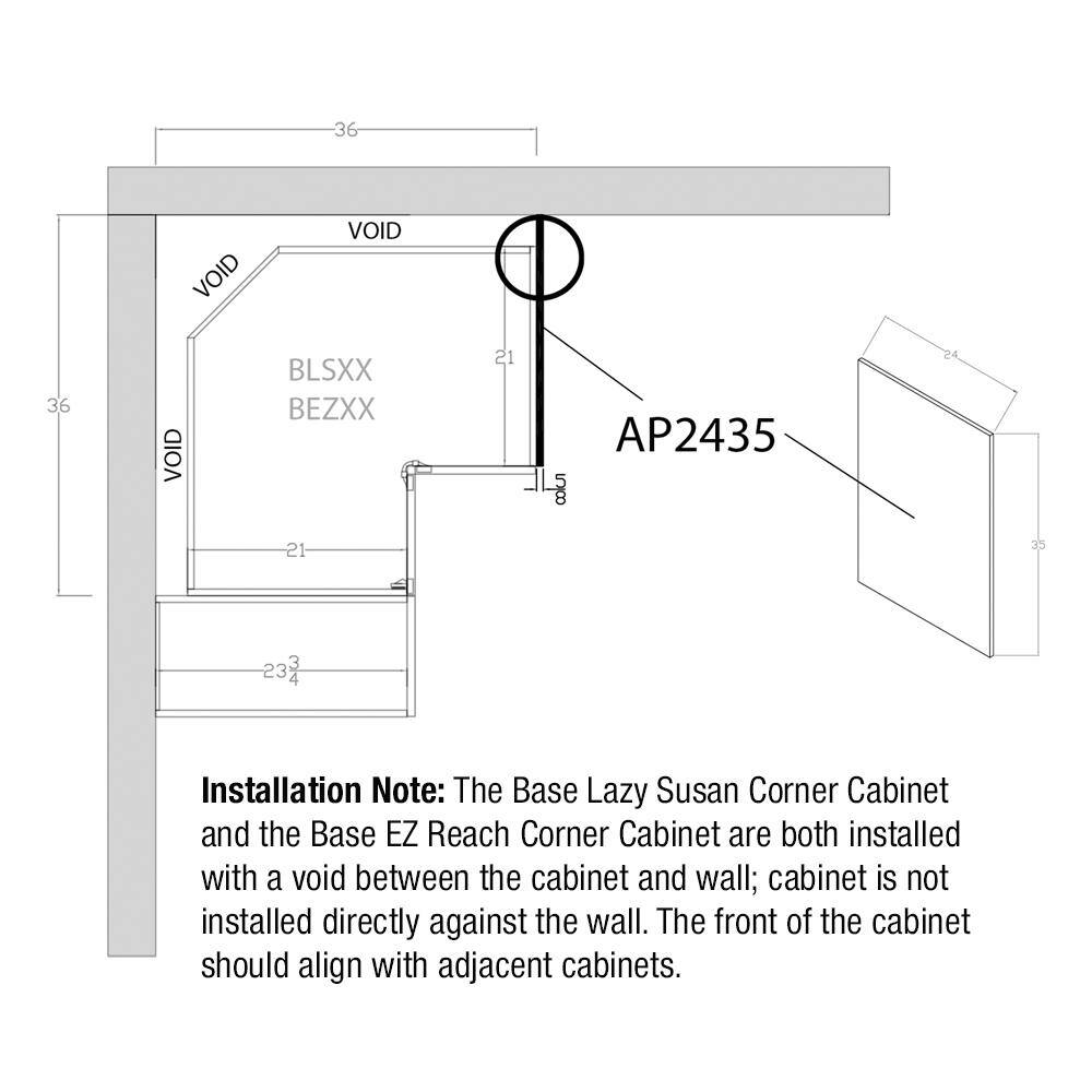 Hampton Bay Designer Series Edgeley Assembled 33x34.5x20.25 in. EZ Reach Corner Base Kitchen Cabinet in White BEZ36-EDWH