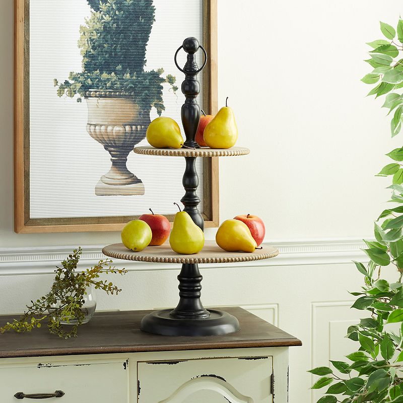 Stella and Eve Black Wood Tiered Server