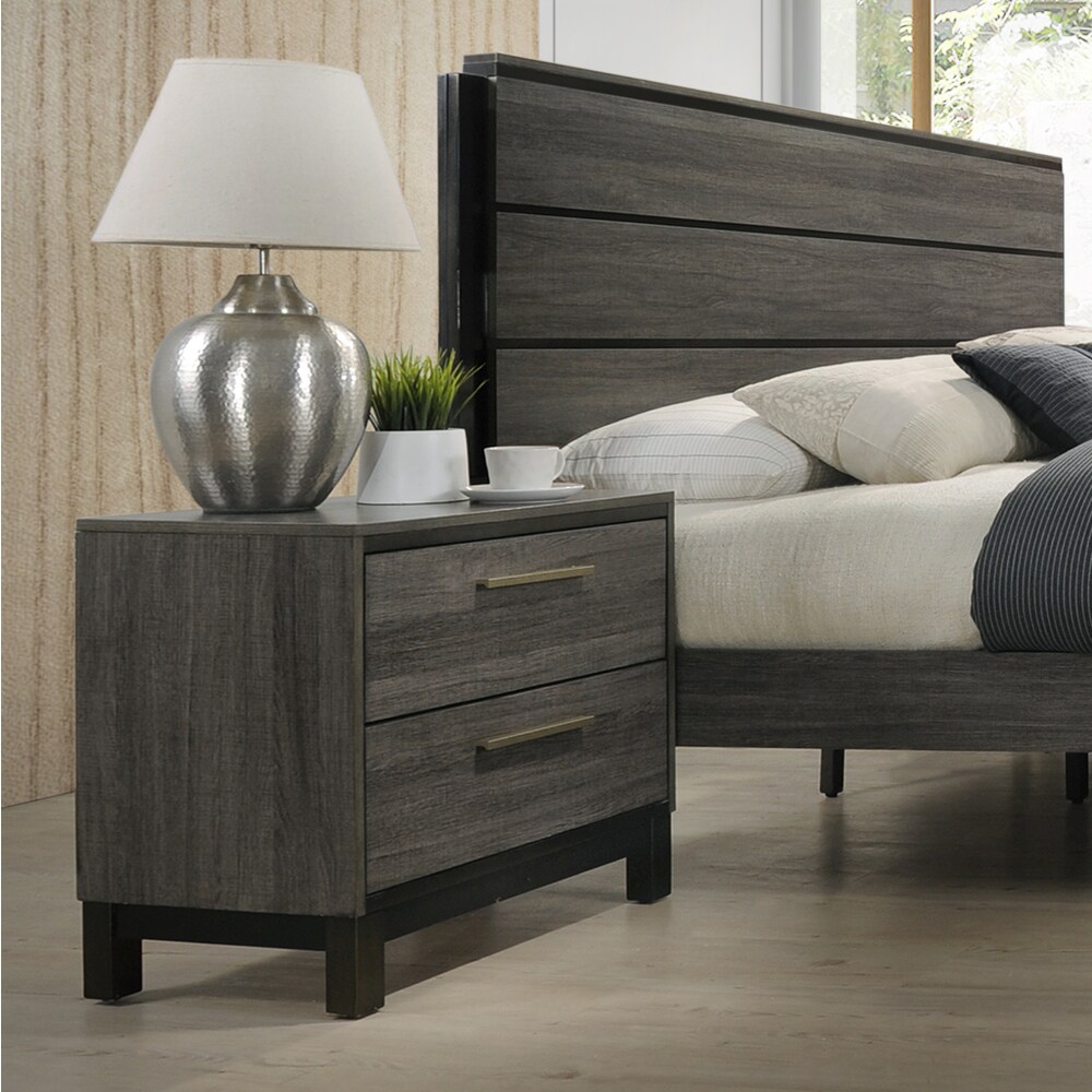 Roundhill Furniture Ioana Antique Grey Wood 5 piece King Size Bedroom Set