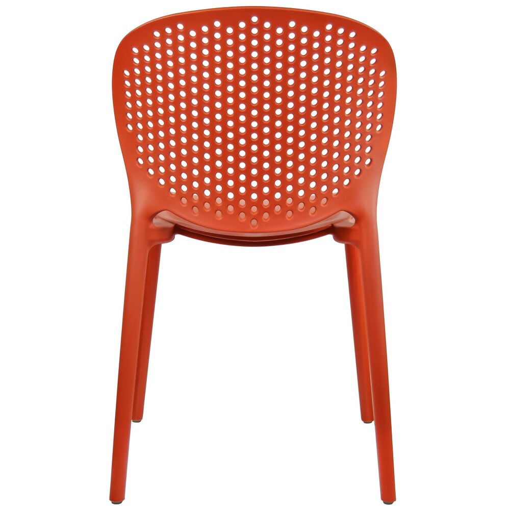 Modern Plastic Garden Patio Indoor or Outdoor Dining Stackable Chair UV Protected Armless With Dot Back Surf