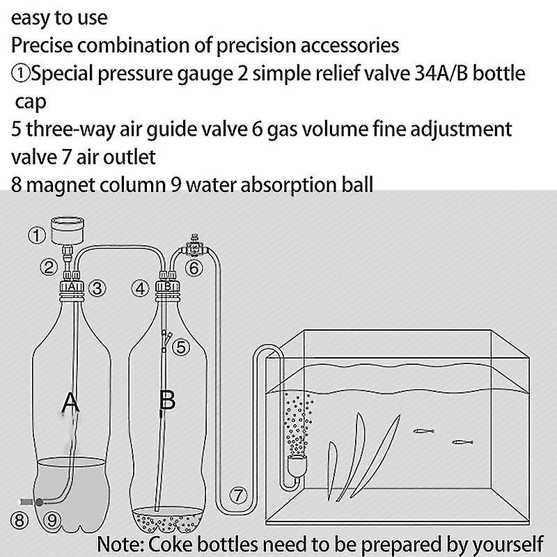 Accessories Home Easy Install Portable For Aquarium Diy Co2 Generator System Kit Adjustment Vavle