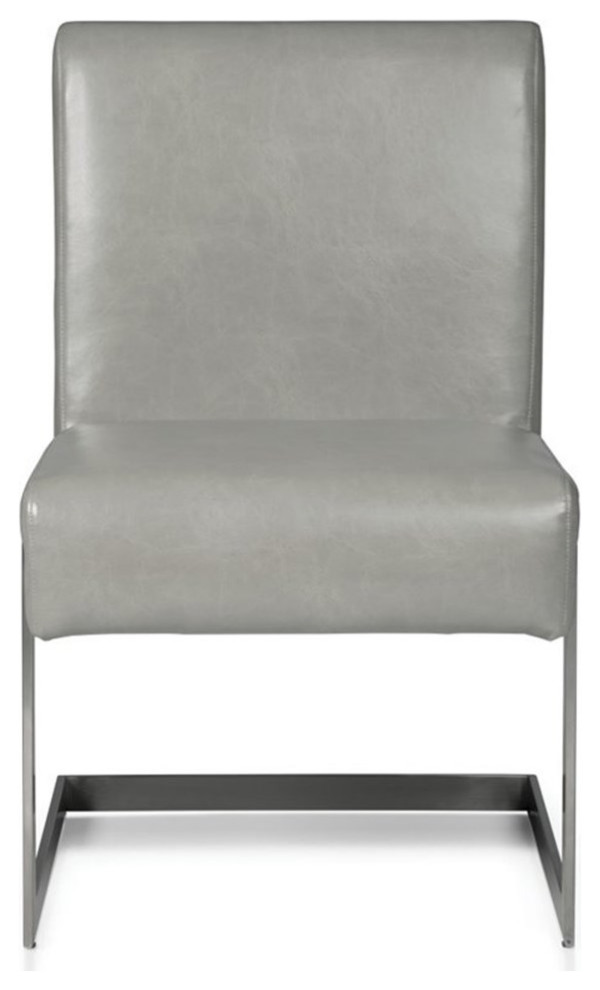 Bowery Hill Synthetic Faux Leather Gray Upholstered Dining Side Chair (Set of 2)   Contemporary   Dining Chairs   by Homesquare  Houzz