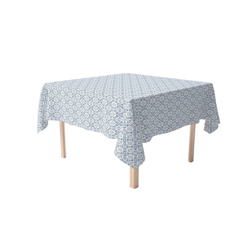 Square Tablecloth， 100% Cotton， 60x60， Blue Tile Frames