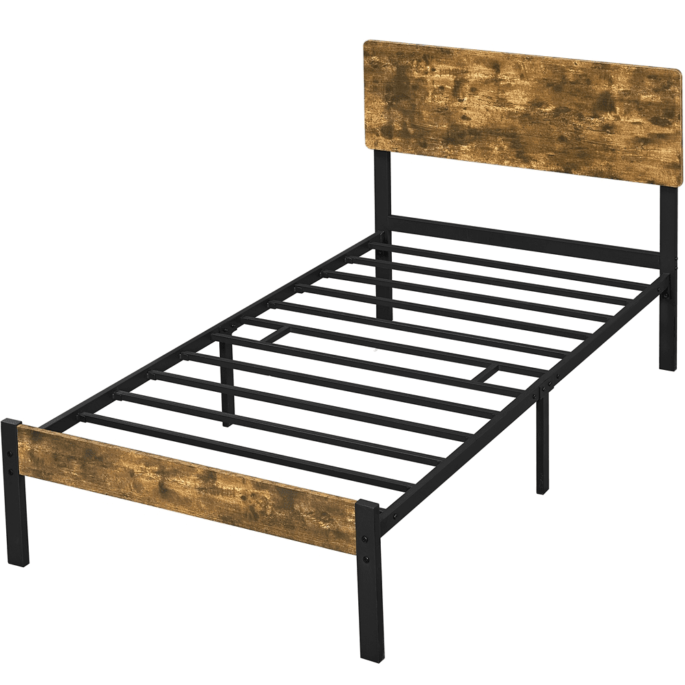 Topeakmart Platform Metal Twin Bed Frame with Wooden Headboard & Footboard