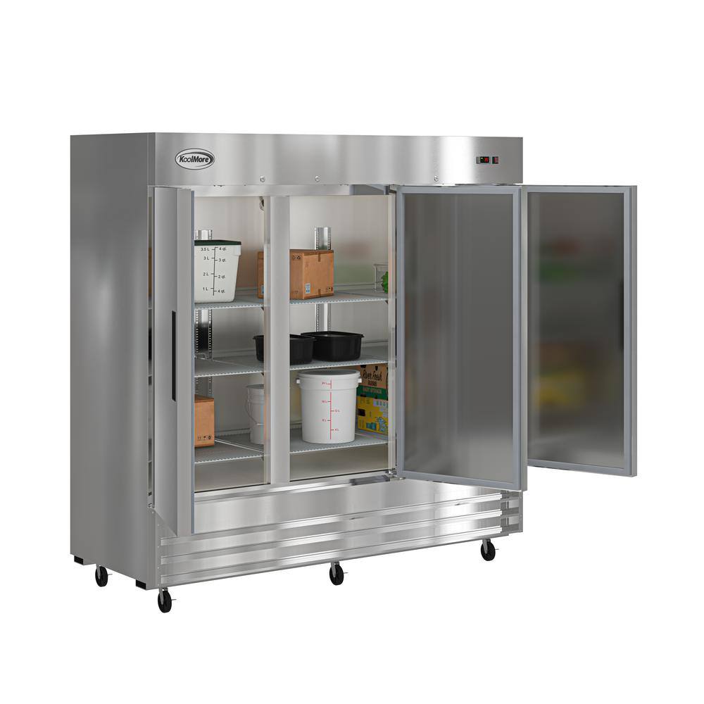 Koolmore 3 Door Commercial Reach In Refrigerator in Stainless-Steel 81 in. 72 cu. ft RIR-3D-SS