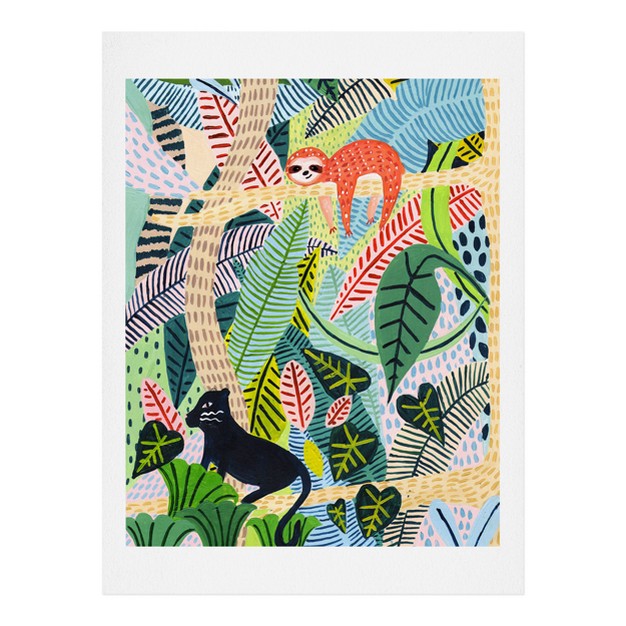 Ambers Textiles Jungle Sloth And Panther Wall Art Print Green Society6