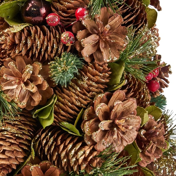 2.21 ft. Pinecone Tabletop Tree With Pinecones and Berries，Indoor Christmas Decor