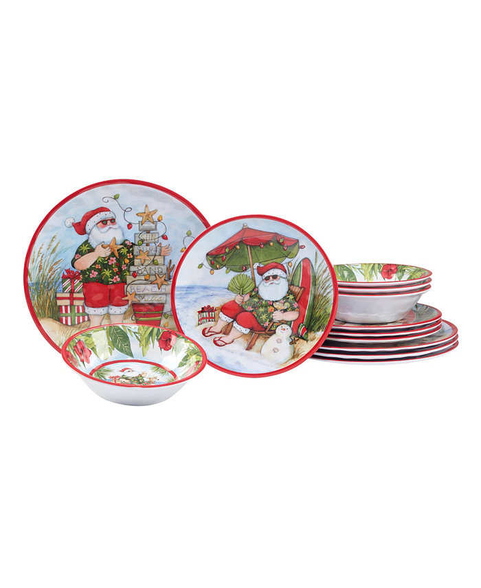 Certified International Santa's Wish Melamine 12 Pc. Dinnerware Set Service for 4