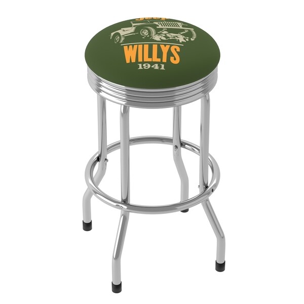 Jeep Willys Red 360 Degree Swivel Barstool with Foam Padded Seat - 20.75 x 20.75 x 29