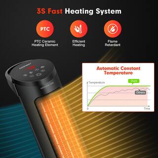 Costway 1500-Watt Portable Electric PTC Heater Swing Space Heater with 24-Hours Timer andThermostat EP25439US-BK