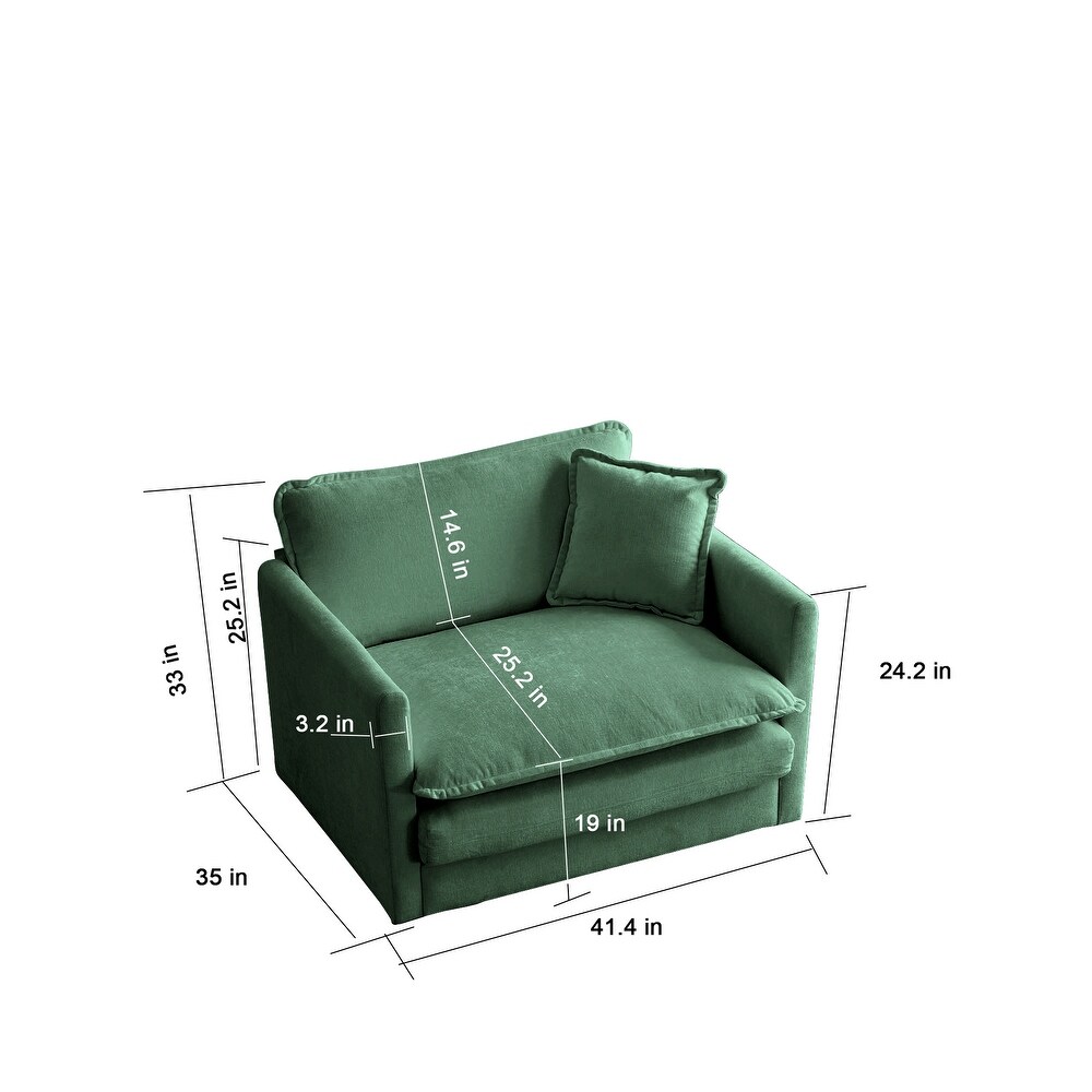 Living Room Deep Seat Sectional Sofa Set w/ Toss Pillows  3 seat Sofa  Loveseat   Single Sofa  Chenille Couch(3pc)  Green