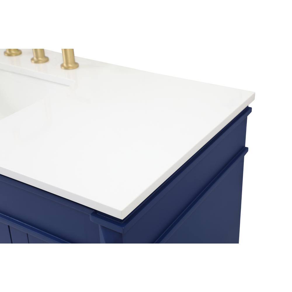 Simply Living 48 in. W x 21 in. D x 35 in. H Bath Vanity in Blue with Ivory White Quartz Top SL95544BL