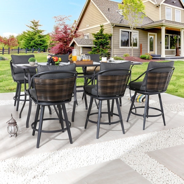 Patio Festival 9Piece Outdoor Bar Height Dining Set with Cushions