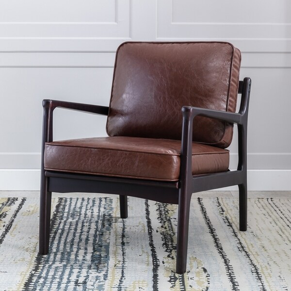 Mid Century Modern Style Accent Chair Lounge Chair With Solid Wood Legs