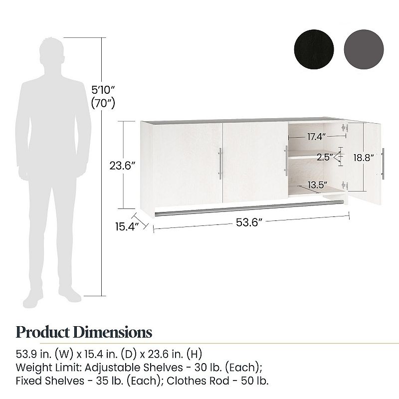 Systembuild Evolution Camberly 3-Door Wall Cabinet with Hanging Rod