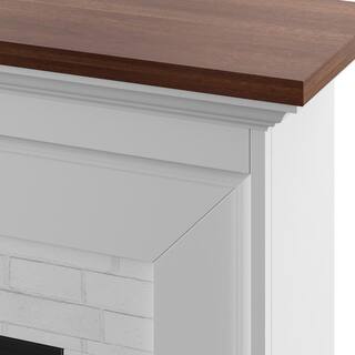 Twin Star Home Farmhouse 47.38 in. Freestanding Electric Fireplace Wall Mantel with Faux Brick in White 23WM6623-TPT01S