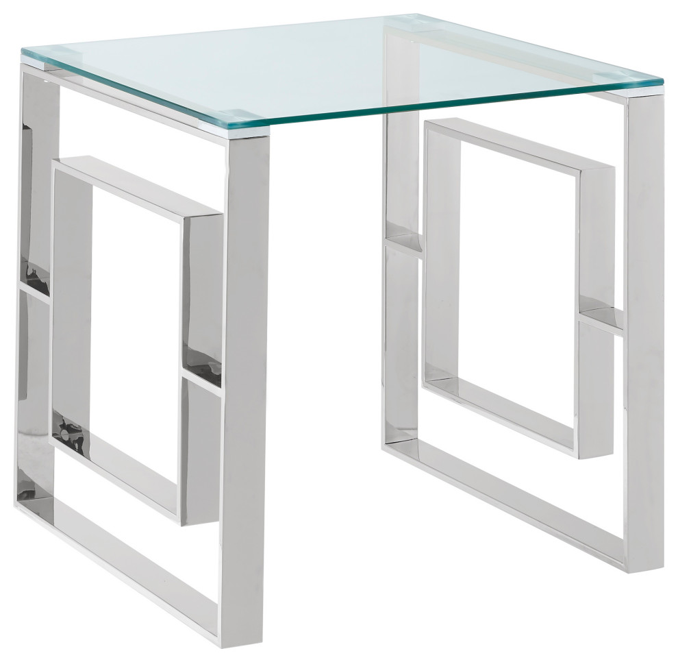 Contemporary Stainless Steel and Glass Accent Table   Contemporary   Coffee And Accent Tables   by WHI  Houzz