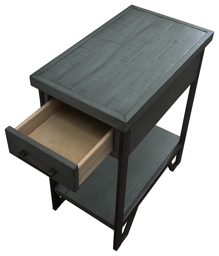 Rustic Side Table  Metal Frame With MDF Drawer  ampOpen Lower Shelf   Contemporary   Side Tables And End Tables   by Decorn  Houzz