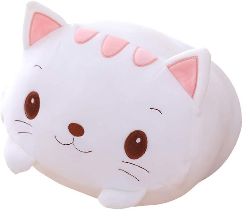 8 Inch Cute White Cat Plush Stuffed Animal Cylindrical Body Pillow，super Soft Cartoon Hugging Toy， Kids Sleeping Kawaii Pillow