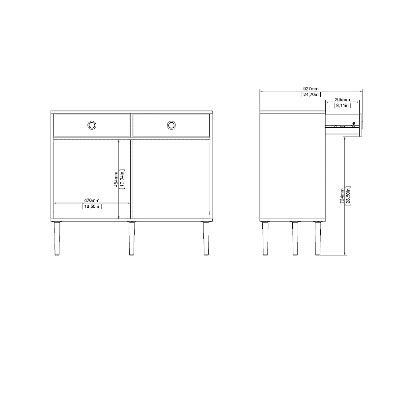 Tvilum 2 Drawer Sideboard with 2 Sliding Doors