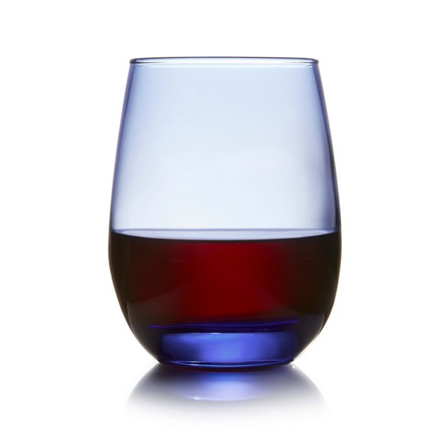 Libbey Classic Blue All purpose Stemless Wine Glasses 15 25 ounce Set Of 6